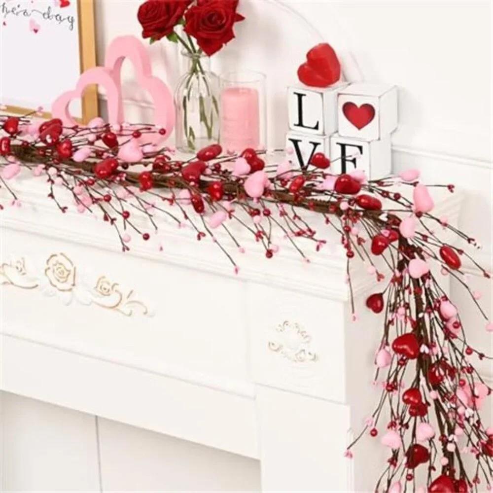 Valentine's Day Decor, 6 Ft Valentine's Day Garland for Mantel, Valentines Day